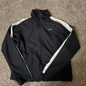 Nike Men's Black Windbreaker with White Accents